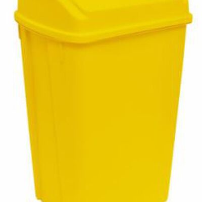 CESTO PBASURA SABLON AMARILLO TAPA TIPO BALANCIN CAPACIDAD DE 42 L