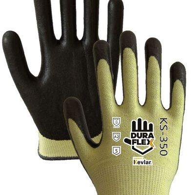 GUANTE GISA KS350 FORRO KEVLAR VERDE CRECUBRIMIENTO DE NITRILO ESPUMADO NEGRO T9