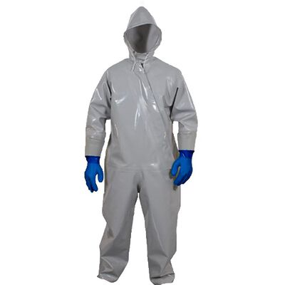 Overol Standard Safety de Gralite20 Gris Cierre Al Frente Solapa de Velcro CConos y Guantes de Pvc Gorro Tipo Parka TM