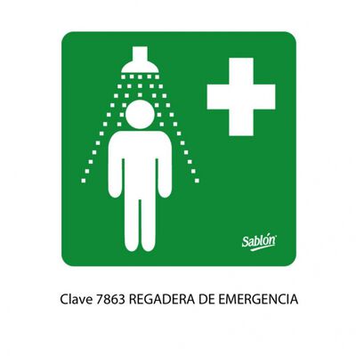 POSTER SABLON 7863 LAMINA 40X34 REGADERA EMERGENCIA BLANCO IMPRESO VERDE