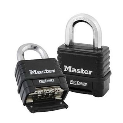 CANDADO MASTER LOCK NEGRO DE 58 MM DE ANCHO DE ZINC FUNDIDO CON COMBINACION REAJUSTABLE PROSERIES