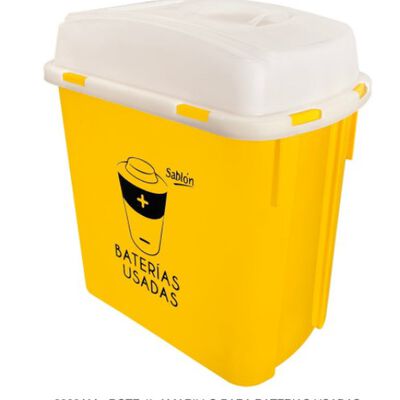 BOTE DE BASURA SABLON 8209AM AMARILLO P/PILAS Y BATERIAS USADAS DE 4 L