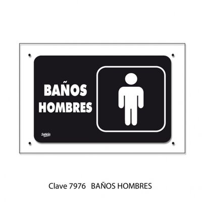 SENAL SABLON 7976 ACRIL ELITE 35X24 BAÑOS HOMBRES TRANSPARENTE IMPRESO AZUL  BLANCO