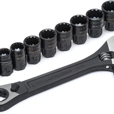 JUEGO CRESCENT CPTAW8 LLAVE 2 EN 1 MATRACA PASSTHRU Y LLAVE AJUSTABLE CON DADOS