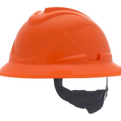 Casco Msa VGard C1 de Polietileno de Alta Densidad Naranja de Ala Completa No Ventilado Suspension de 4 Puntos CAjuste FasTrac Iii