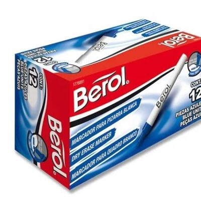 Marcador Berol 1776891 Tinta Azul Punta Cincel PPintarron Blanco Caja