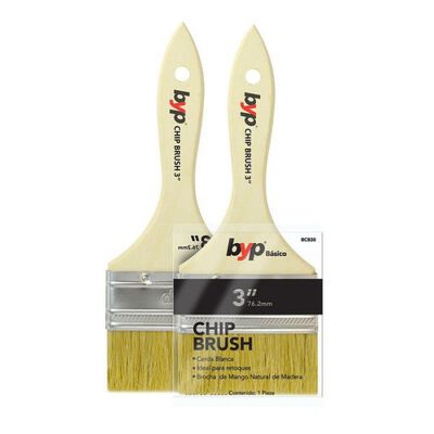 BROCHA BYP BCB40 DE MANGO DE MADERA NATURAL CERDA BLANCO CASQUILLO DE ACERO 3 IN