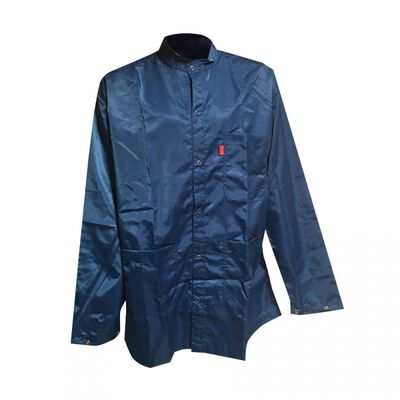 Bata Corta Allkey Antiestatica Azul Rey 5021 Manga Larga Cuello Mao Resorte en Pu&ntilde;os TM