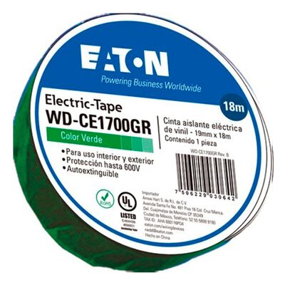 CINTA AISLANTE ARROW HART WD-CE1700GR DE PVC VERDE 600 V DE 3/4 IN X 18 M