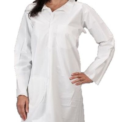 BATA LAKELAND MICROMAX BLANCO MANGA LARGA COSTURA COSIDA CBROCHES DE PRESION 2 BOLSAS TM