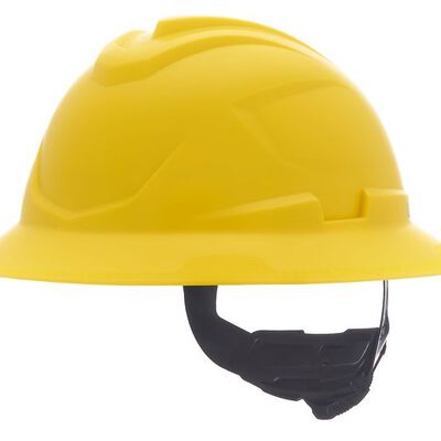 Casco Msa VGard C1 de Polietileno de Alta Densidad Amarillo de Ala Completa No Ventilado Suspension de 4 Puntos CAjuste FasTrac Iii