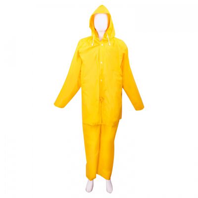 IMPERMEABLE JYRSA 3 PIEZAS PVC/POL AMARILLO PANTALON CHAMARRA Y CAPUCHA T-L