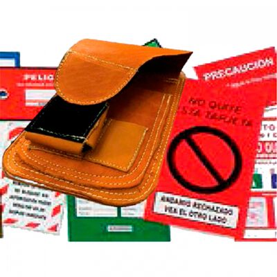 Porta Candadoci Rex de Cuero sin Partes Metalicas PTarjetas de Seguridad y Bloqueo Electrico