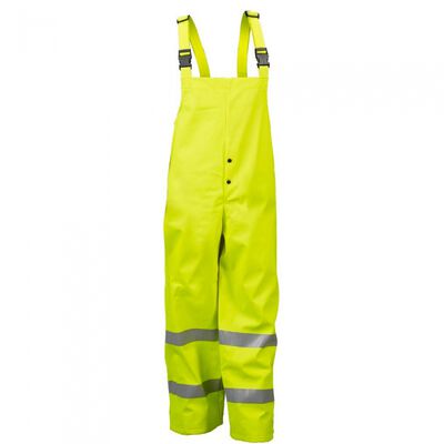 PANTALON LAKELAND IMPERMEABLE DE POLIURETANO/ALGODON FR AMARILLO ATPV 16.3 CAL/CM2 C/PECHERA Y CINTAS REFLEJANTES T-M