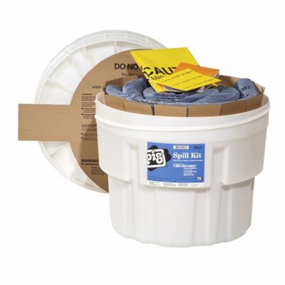 KIT PDERRAMES NEW PIG UNIVERSAL CAP DE ABSORBENCIA 12 GAL CCONTENEDOR BLANCO 20 GAL