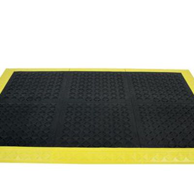 KIT DE TAPETE ERGO A1BZ2 ANTIFATIGA CERRADO ZONA 2 DE PVC NEGRO 62 X 44 X 1 IN C/ESQUINEROS Y RAMPAS AMARILLOS