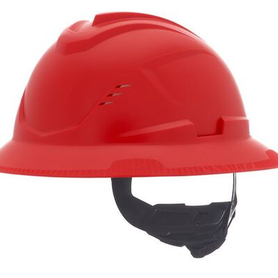 Casco Msa VGard C1 de Polietileno de Alta Densidad Rojo de Ala Completa Ventilado Suspension de 4 Puntos CAjuste FasTrac Iii