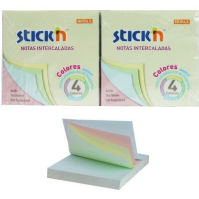 NOTA MAE 21821 ADHESIVA 3X3 COLORES PASTELES CON 12 PZASDE 100 HOJAS CU