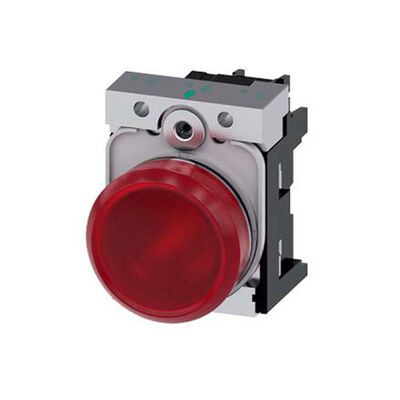 LAMPARA DE SE&Ntilde;ALIZACION SIEMENS 3SU11526AA201AA0 22 MM REDONDO METAL BRILLANTE ROJO LENTE LISO 24 V ACDC BORNE DE TORNILLO