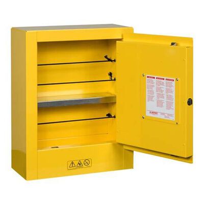 MINI GABINETE JUSTRITE DE SEGURIDAD INFLAMABLE DE ACERO AMARILLO 1 ESTANTE CPUERTA