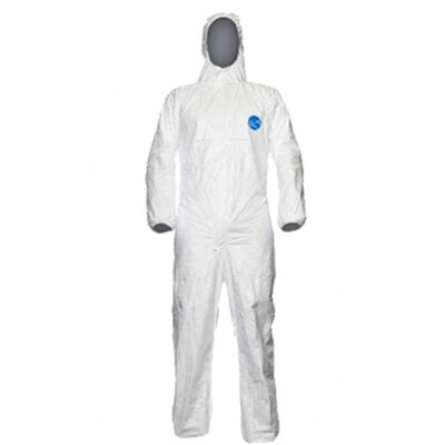 OVEROL DUPONT TYVEK CLASSIC XPERT BLANCO COSTURA COSIDA C/CAPUCHA ELASTICO EN PUNOS CARA Y TOBILLOS T-XL
