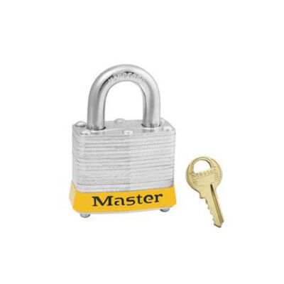 CANDADO DE SEGURIDAD MASTER LOCK DE ACERO LAMINADO AMARILLO ANCHO DE 40 MM