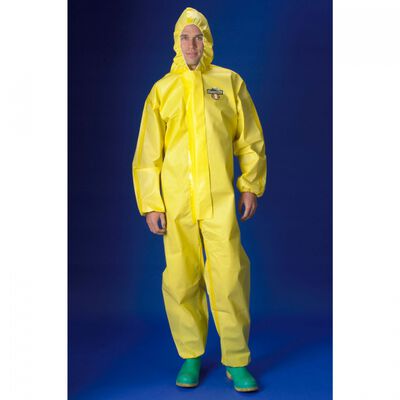Overol Lakeland Chemmax 1 Amarillo Termosellada CElastico en Capucha Pu&ntilde;os y Tobillos TL