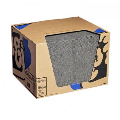 TAPETE ABSORBENTE NEW PIG DE POLIPROPILENO GRIS DE 15 IN X 20 IN CAJA DISPENSADORA C100 PIEZAS