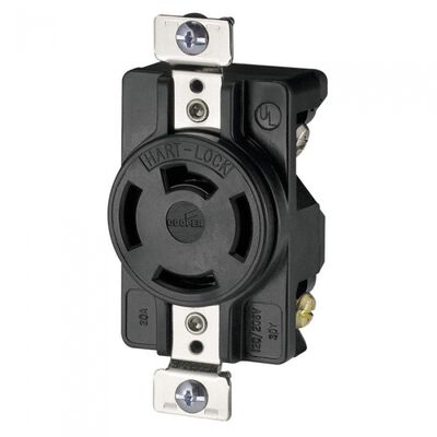 Receptaculo Sencillo Arrow Hart 7410b 4p4h 20a 3&oslash;y 120208vca Negro