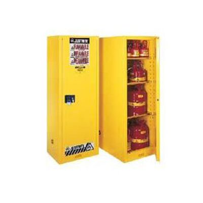 GABINETE JUSTRITE DE ACERO AMARILLO IGNIFUGO 1 PUERTA CERRADO AUTOMATICO CAPACIDAD 54 GAL