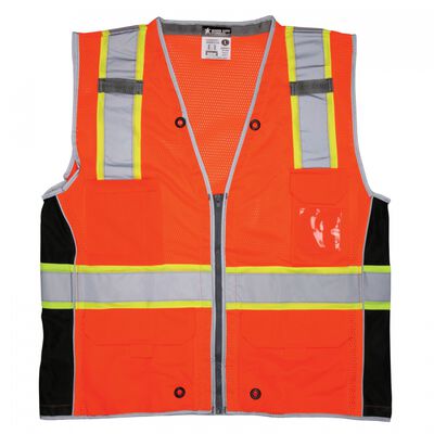 CHALECO MCR TIPO MINERO DE POLIESTER NARANJA ALTA VISIBILIDAD CLASE II CCINTA REFLEJANTE LIMAPLATA DE 3 TXL