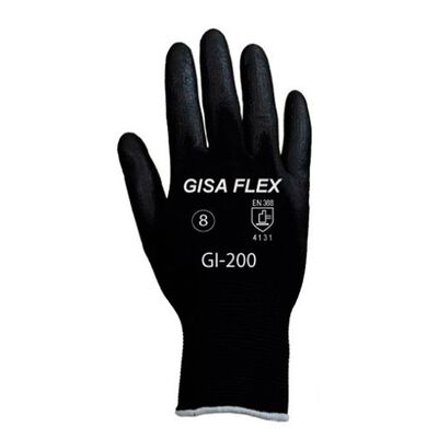 GUANTE GISA FLEX DE POLIESTER RECUBIERTO DE PU NEGRO T-9