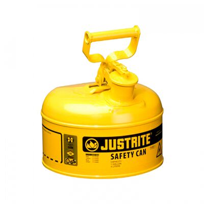 BIDON DE SEGURIDAD JUSTRITE TIPO 1 DE ACERO AMARILLO CAP 4 L C/MANGO DE OSCILANTE