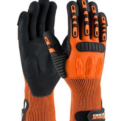 Guante Pip Maximum Tuffmax5 de Polietileno Naranja CRecubrimiento en Palma de Nitrilo Negro TL