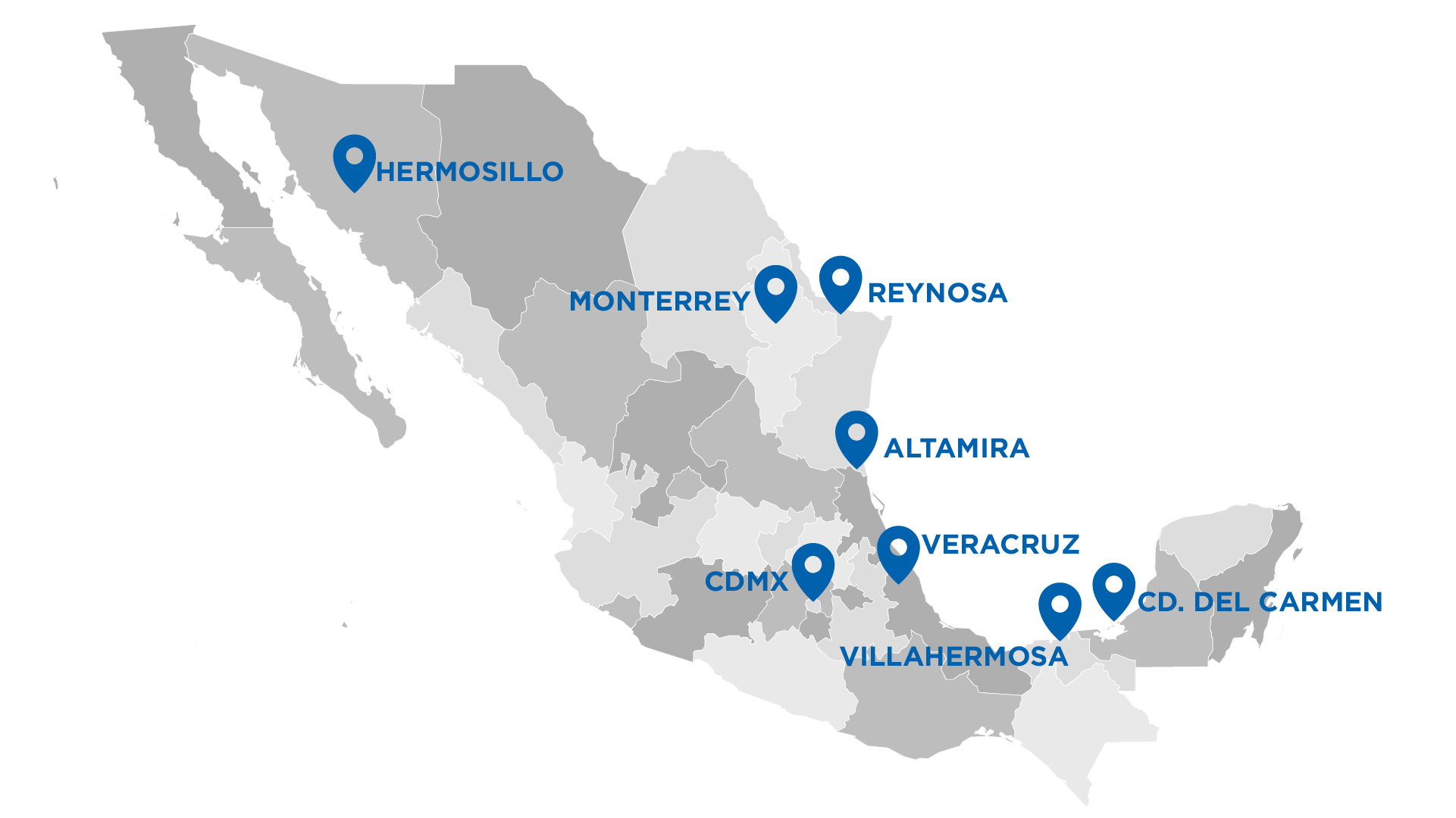 Mapa de cobertura nacional Vallen Safety Services