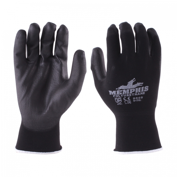 GUANTE MCR NYLON PU PARCIALMENTE RECUBIERTO NEGRO TM  image number null