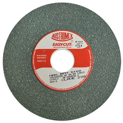 RUEDA AUSTROMEX 238 VITRIFICADA PARA ESMERILADO DE CARBURO DE TUNGSTENO EASYCUT TIPO R.T. 1 DIMENSION 150X25X25.4 ESPECIFICACION C100V238  image number null