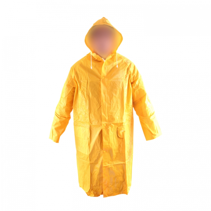 IMPERMEABLE TIPO GABARDINA DE PVC RESPALDO DE POLIESTER AMARILLO CBROCHES PLASTICOS TL  image number null