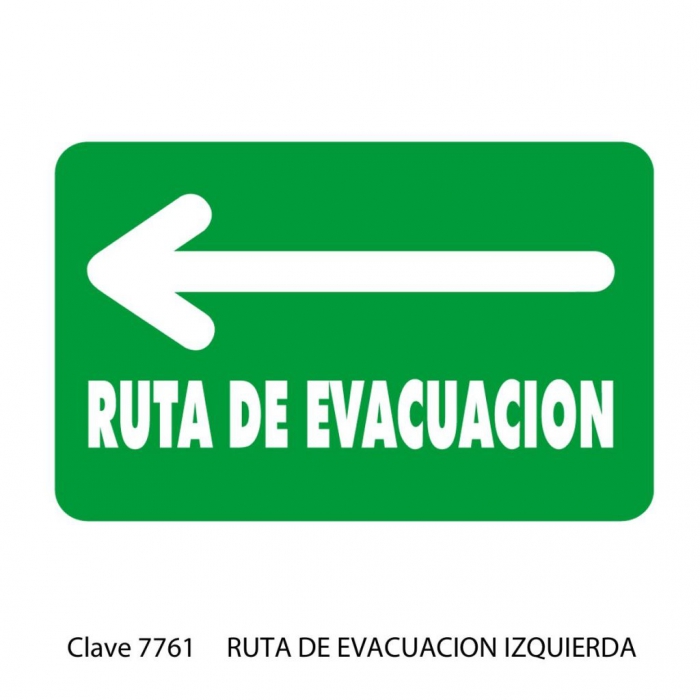 SENAL SABLON 7761 RUTA DE EVACUACION IZQ 35X24 FOSFO VERDE IMPRESO BLANCO  image number null