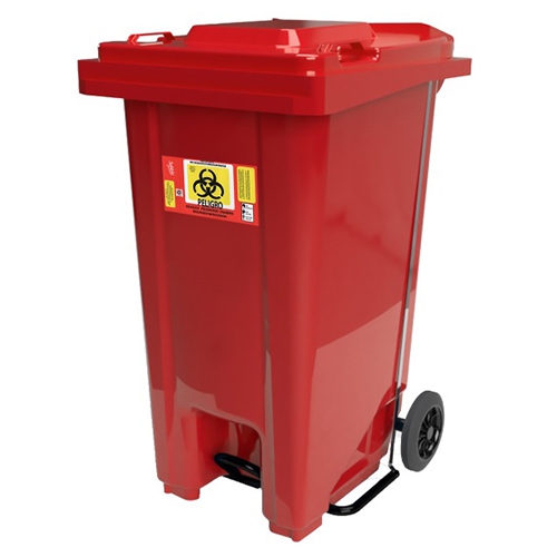 CESTO SABLON 8179RPBI DE POLIPROPILENO ROJO 240 L CIMPRESO RPBI CPEDAL RUEDAS Y TAPA  image number null