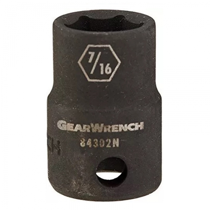 DADO DE IMPACTO GEARWRENCH ESTANDAR DE 6 PUNTAS SAE DE 7/16 IN CUADRO DE 3/8 IN  image number null