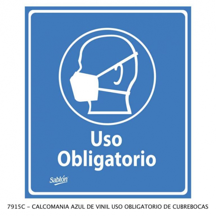 SENAL SABLON 7915C USO OBLIGATORIO CUBREBOCA VINIL ESTATICO BLANCO  AZUL  image number null