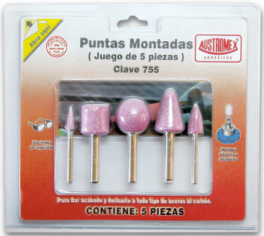 JUEGO DE 5 PUNTAS AUSTROMEX MONTADAS OXIDO DE ALUMINIO ROSA  image number null