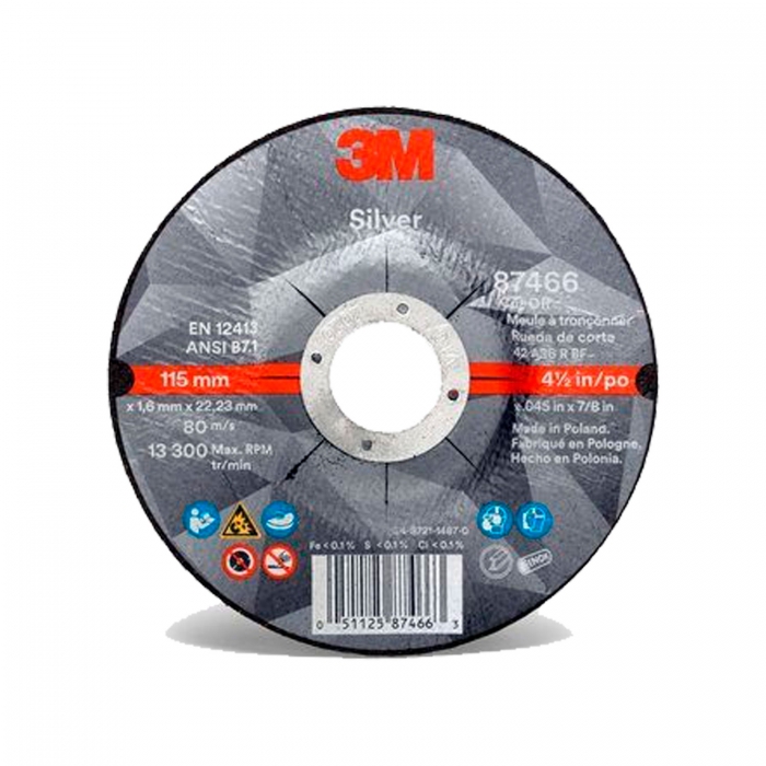 Disco de Corte 3m Silver de Oxido de Aluminio Psg 4 12 In de 13300 Rpm  image number null