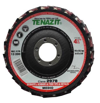 DISCO TENAZIT 2978 LAMINADO DE FIBRA Y LIJA DE ZIRCONIO MARRONMEDIOZ80 DE 412 X 78 IN  image number null