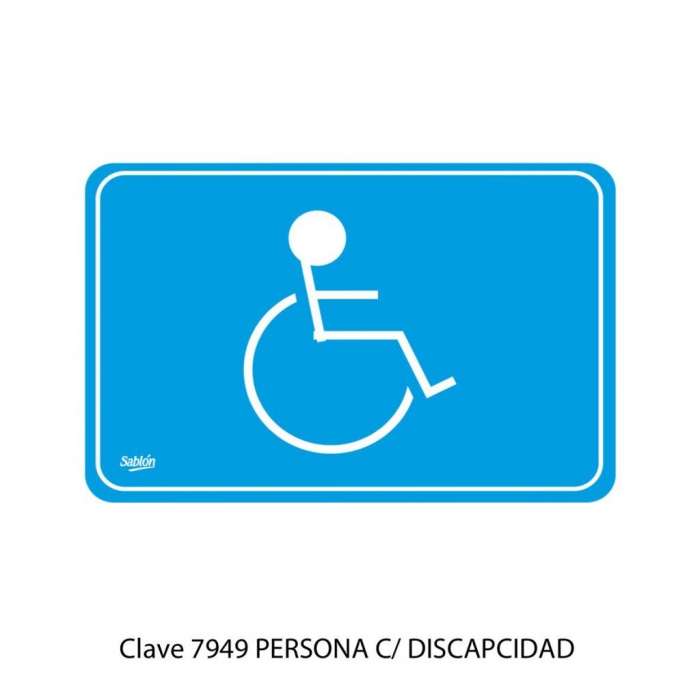SENAL SABLON 7949 PERSONAS CDISCAPACIDAD 22.8X15.2 AZUL IMPRESO BLANCO  image number null