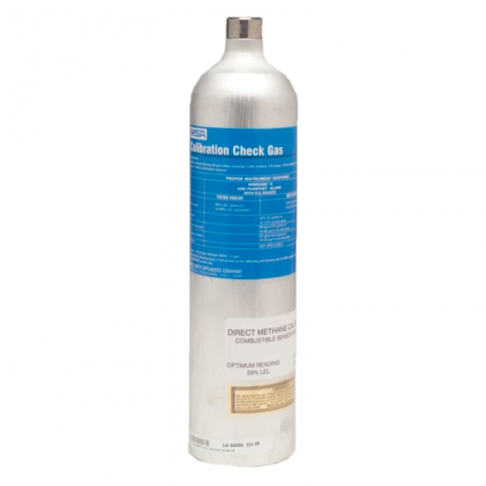 CILINDRO DE CALIBRACION MSA COMBINADO GRIS DE 58 L DE 500 PSI 1.45% METANO 15% O2 10 PPM H2S 300 PPM CO 2.5% CO2  image number null