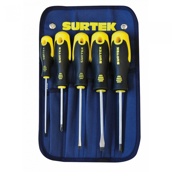 JUEGO SURTEK D200C DE 5IN DESTORNILLADORES BIMATERIAL ESTUCHE COMBINADO  image number null