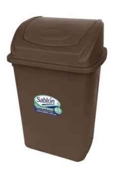 BOTE DE BASURA SABLON 8180CA DE PLASTICO CAFE DE 65 L CTAPA BALANCIN FRONTAL 46.8 X 36.2 X 55 CM  image number null
