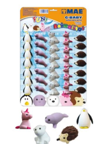GOMAS MAE GBABY5B DE BORRAR EN FIGURAS DE ANIMALITOS BLISTER CON 5 PIEZAS.  image number null